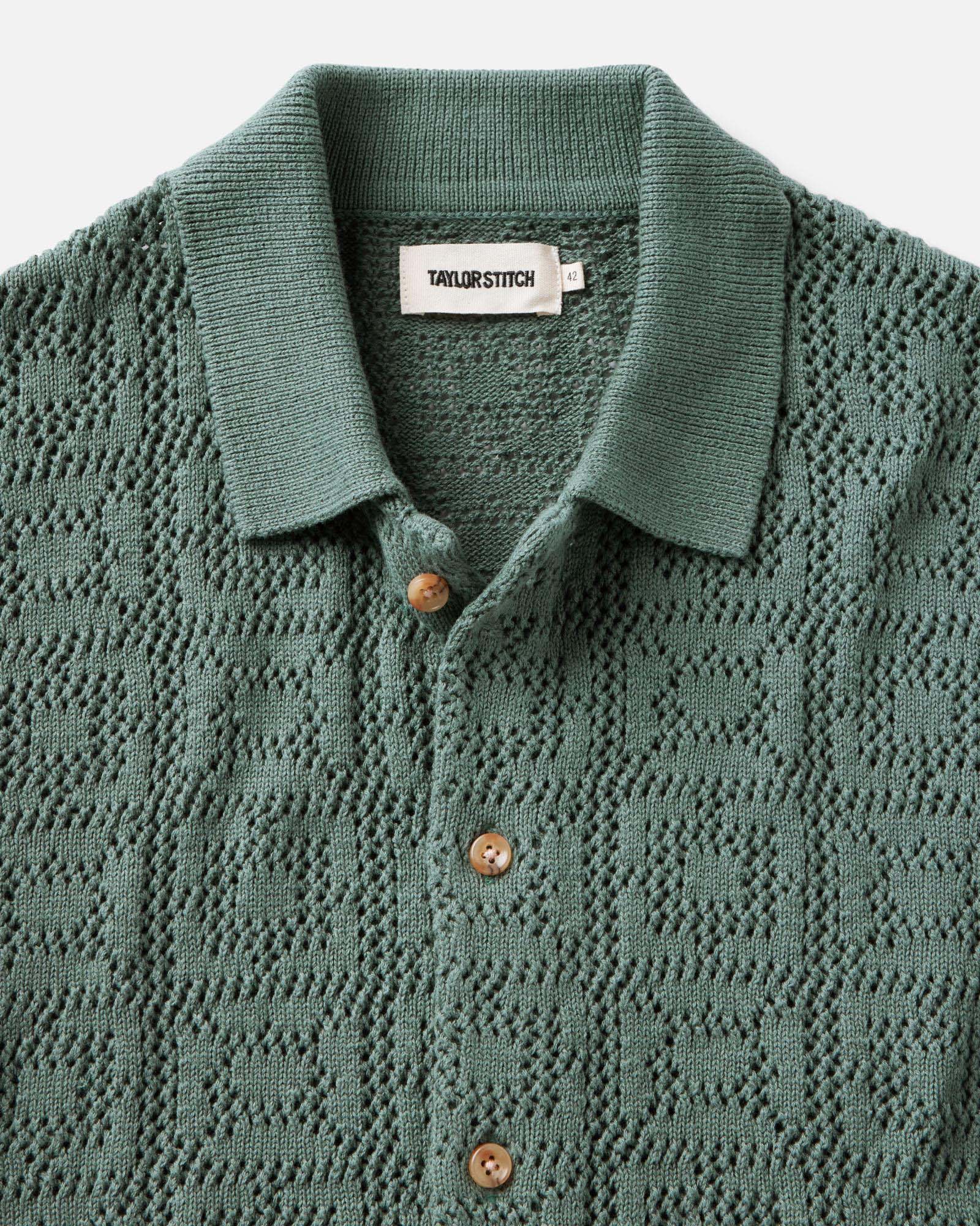 The Monterey Sweater Polo in Deep Sea Geo Crochet